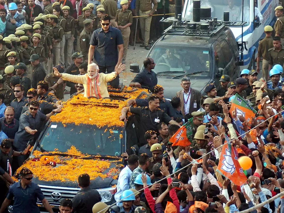 PM Modi holds roadshow in Gujarat after BJP returns to power in four states
