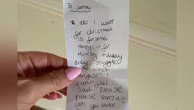 8-Year-Old Girl Asks Santa To ”Bring Money For Mum And Dad” In Heartbreaking Letter