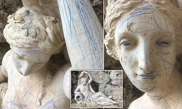 230-Year-Old Historic Statue Defaced With Blue Crayons In UK